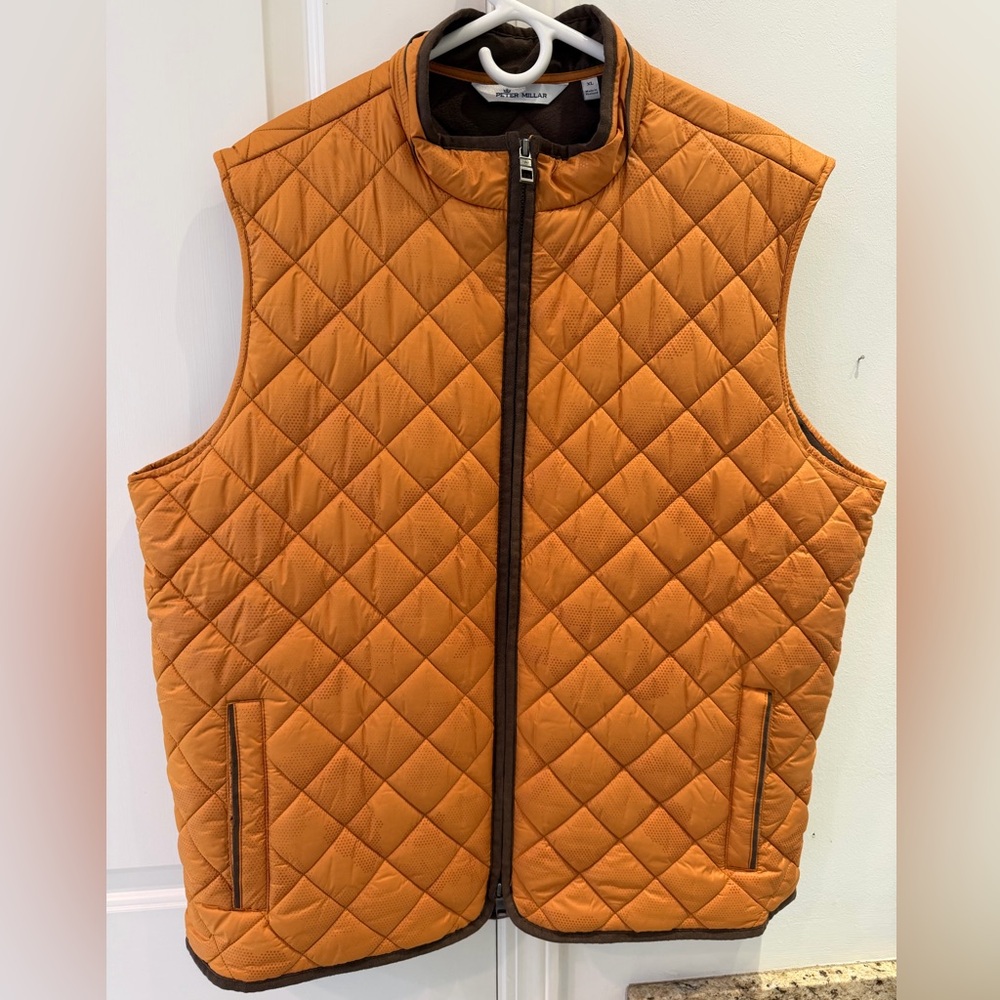 Peter Millar Men's Orange Quilted Vest - XL